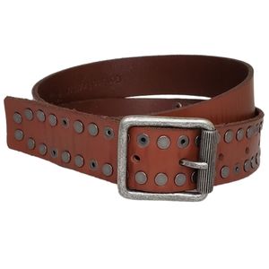 Timberland Tan Brown Leather Studded Roller Buckle Belt Size XL